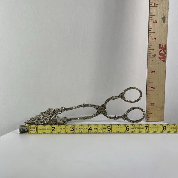 Vintage 7” Ornate Serving , biscuits /Toast Tongs 1920s Made In Italy - Picture 9 of 10